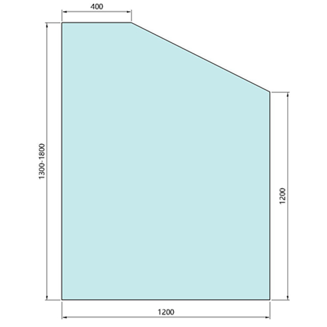 1200mm Height Raked Panel Ground Mounted Glass