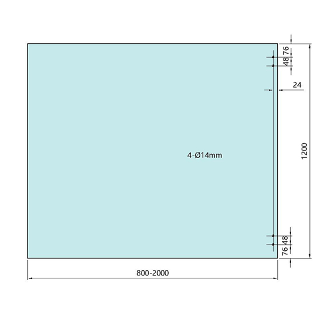 1200mm Height Hinge Panel Ground Mounted Glass
